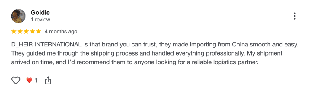 Goldie Google Review