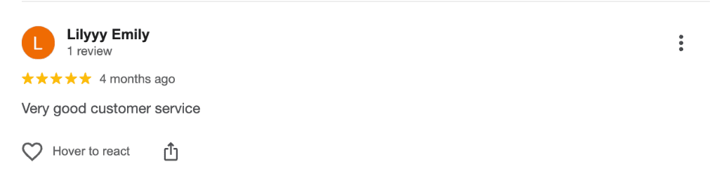 Lilyyy Emily Google Review